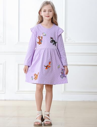 FreeLu Girls Cartoon Casual Dress Toddler Jersey Cotton Party Dresses Applique Embroidery Longsleeve T-Shirt Clothes3