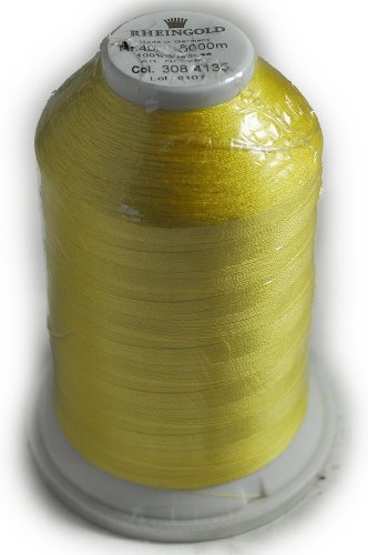 Hilo Rayón Rheingold No. 40 Amarillo Claro, Cono Comercial para Bordado en Máquina, 5500 yardas / 5000 metros miniatura 1