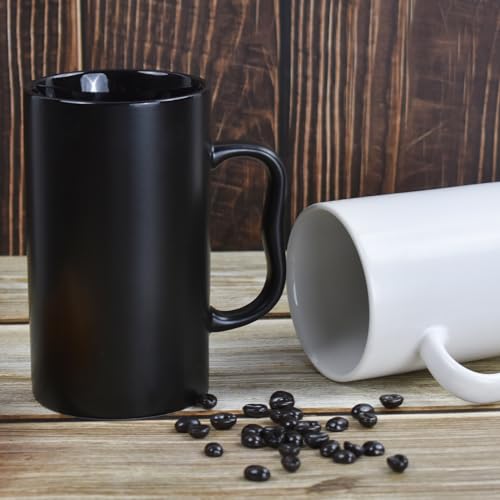 Mugs cerámicos grandes 20 oz set x2 color negro miniatura 4