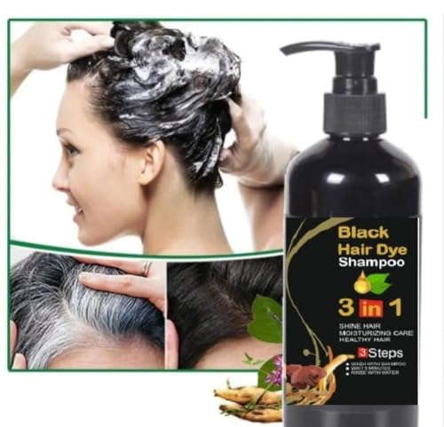 Image of Herbal 3 In 1 Hair Dye Instant Black Hair Shampoo For Women & Men 100% Coverage Shampoo 300Ml (Black)