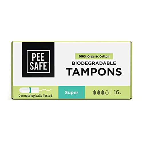 Image of PEESAFE Pee Safe 100% Organic Cotton Tampons (Pack Of 16, Super) | For Heavy Flow | Comfortable & Stain-Free Experience | Fda Approved
