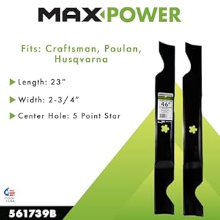 MaxPower 561739B 2 Blade Set for 46" Cut Craftsman, Husqvarna, Poulan Replaces OEM no. 405380, 594892801, 532405380, CMXGZAM110147