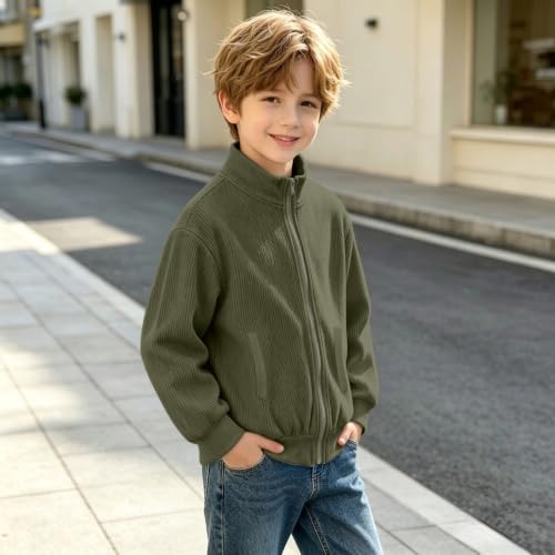 Boys Zip Up Jacket Stand Collar Textured Corduroy Knit Long Sleeve tops - image 8