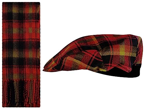 Ensemble cadeau écharpe tartan et béret en laine d'agneau pour homme et femme
