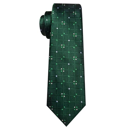 Image of YOHOWA Men Plaid /Striped Ties Set Silk Business Wedding Formal Fashion Necktie and Pocket Square Cufflinks Set