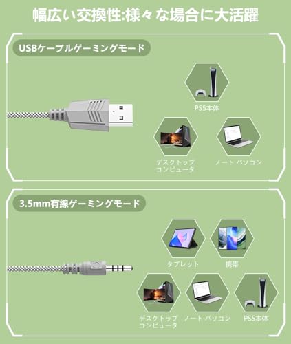 GHDVOP 猫耳ヘッドホン ヘッドフォン ゲーミングヘッドセット ゲームヘッドホン 有線ヘッドフォン オーバーイヤーヘッドホン 可愛い 3.5mm 有線 マイク付き 40mmスピーカー 密閉型 立体音響 遮音 軽量 折りたたみPS4Pro /PS5/PC/Switch Xbox One S/X スマートフォン クリスマス 誕生日 新年プレゼント ハロウィン 日本語説明書付き (グリーン)