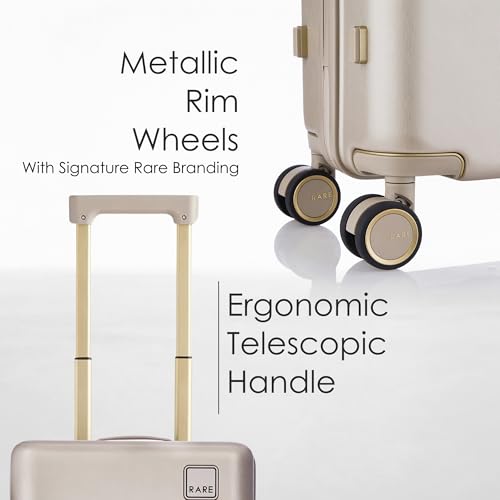 Image of Rare Tony Cabin Size Beige Hard Trolley Bag Polycarbonate Antiscratch Travel Suitcase with 8 Silent Wheels and a Sturdy TSA Lock - Luggage for Men & Women