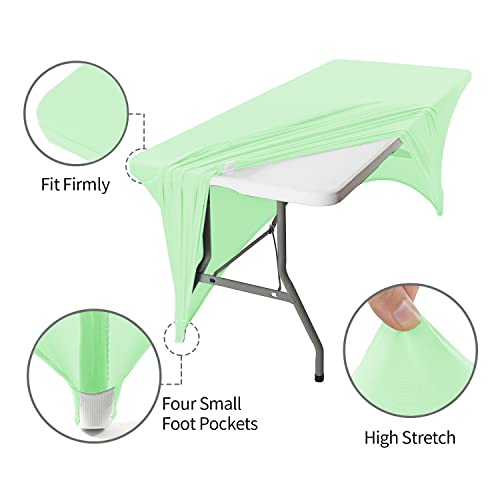 Image of Peomeise 6FT Spandex Table Cover Rectangular Stretch Spandex Tablecloth (Mint,6FT)