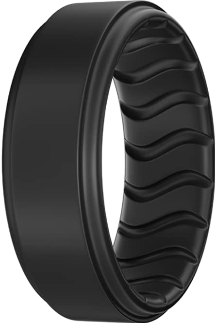 Dookeh Silikon Ehering Herren Atmungsaktiver Gummiring für Sport & Arbeit Schwarz Ring als Ersatz-Ehering 1/4/7/8 Stück (A-Black 10)