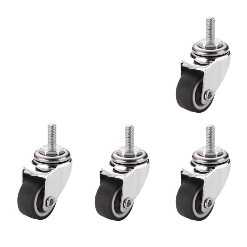 Roulettes pivotantes de 2,5 cm M6 x 15 mm avec freins pour petit chariot et meuble