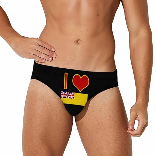 I Love Niue Flag Men's Swimsuit Bikini Briefs Swim Underwear Stretchy Swimwear
