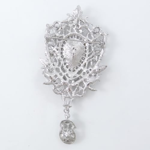 Image of EVER FAITH Women's Rhinestone Crystal Art Deco Floral Vine Tear Drop Banquet Brooch Pendant