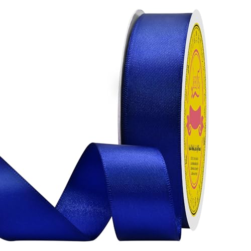 Image of Double Face Cobalt Blue Satin Ribbon 7 /8 inch X 25 Yards Polyester Cobalt Blue Ribbon for Gift Wrapping Very Suitable for Weddings Party Hair Bow Invitation Decorations and More