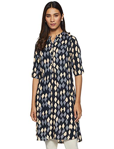 Image of global desi Womens Mandarin Neck Printed Tunic