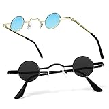 OATIPHO 2 Piezas Delirio Gafas De Sol Gafas Flip Hombres Miedoso Gafas Hippies Para Mujer Women Lente Circular Señoras Punk Gafas De Halloween Gafas De Sombra Pequeños Vasos Redondos Metal