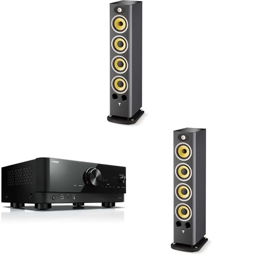 Focal Aria K2 936 Ash Grey (Limited Edition) 3-Way Floorstanding Audiophile Tower Speaker - Pair, with RX-V4ABL 5.2-Channel AV Receiver with 8K HDMI and MusicCast