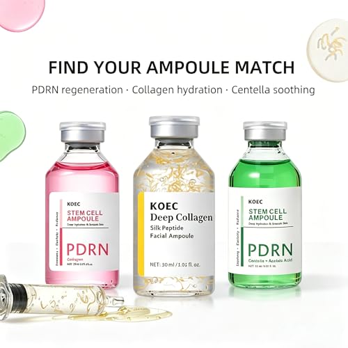 Image of KOEC PDRN Pink Peptide Serum with Stem Cell,Face Lifting Pink Facial Ampoule,Intensive Glowing & Boosting & Hydrating,Non-Greasy,Gentle Formula 1.01 Fl Oz / 30ML Gift for Women