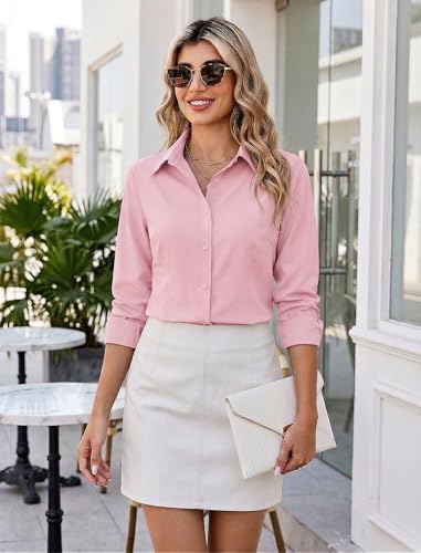 Image of Zeagoo Women's Wrinkle Free Button Down Shirts Long Sleeve Dress Shirts Collared Business Casual Blouses Tops XS-3XL