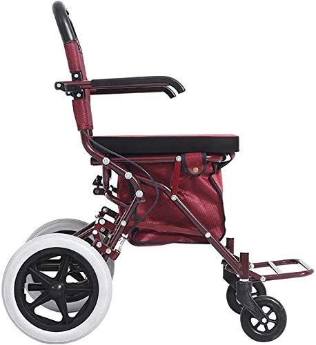 折りたたみウォーカー押し 折りたたみ式歩行器 シート付き 4輪 ダブルブレーキシステム 収納バッグ 耐荷重100kg