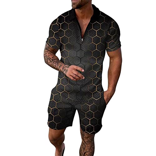 Tenue 2 pièces pour homme polo et short géométrique 3D : fini les pannes de style