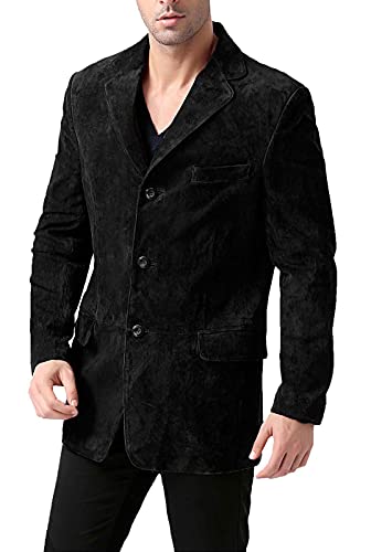 BGSD Men Robert 3-Button Suede Leather Blazer Sport Coat Jacket (Also available in Big and Tall and Short)