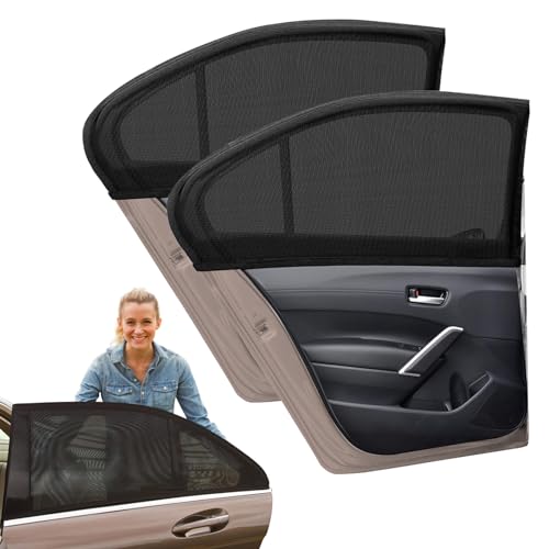 Forhome Parasol para coche para bebé, 2 unidades, universal, protección UV, protección contra el calor, ventana lateral para ventana de coche, oscurecimiento interior con material de seda de hielo