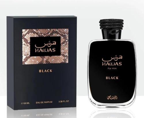 Hawas Black, Perfume para Hombre, Eau de Parfum, 100 ml, Fragancia Cítrica Amaderada