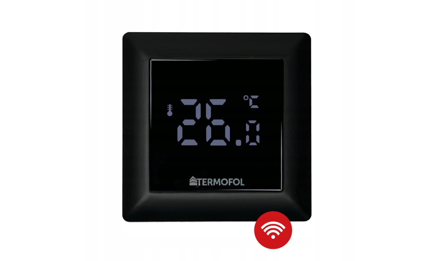 Termofol Termostat sieciowy do ogrzewania podłogowego TF-H6 WiFi, termostat elektryczny, programowalny termostat przewodowy, termostat grzewczy, czarny