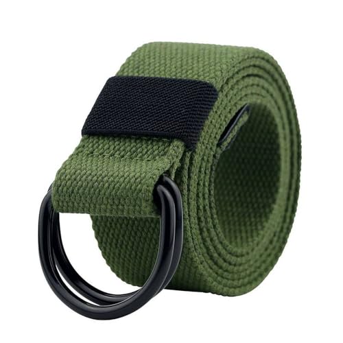 Tactical Canvas Belt For Men & Women - Unisex Double D-Ring Buckle Waistband - Black, 110cm