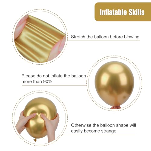Image of RUBFAC Metallic Gold Balloons 65pcs, 12 Inch Party Balloon with Ribbons for Birthday, Wedding, Baby Shower, Graduation Decorations