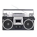 Radiocasete PortáTil, EstéReo PortáTil, Grabadora Casetes Y Reproductor Cintas, con Radio Am/FM Y Funciones USB, Tarjeta SD Y BT para Reuniones Familiares Y PequeñAs Actuaciones,Black