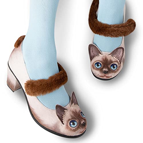 Hot Chocolate Design Chocolaticas Mid Heels Siamese Cat Women's Mary Jane Pump Multicoloured HCD 384