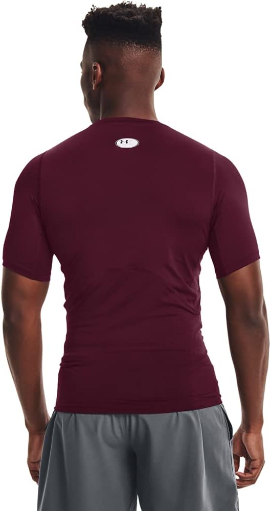 Under Armour Men's Armour HeatGear Compression Short-Sleeve T-Shirt , Maroon (609)/White, Large Tall - Image 2