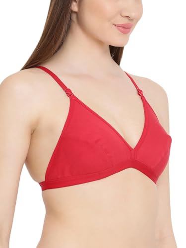 Image of Clovia Women's Cotton Non-Padded Bra in Red