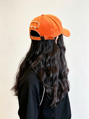 Image of Unisex Ripped Distressed Denim Ring Baseball Cap Hip Hop Vintage Dad Hat Adjustable
