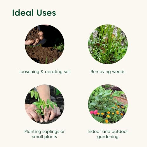 Image of KYARI Gardening Tools Kit for Home Gardening - 3Pcs Hand Tool Set with Trowel Cultivator Weeder for Digging Planting Weeding Loosening Soil