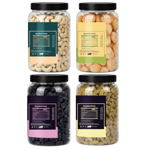 Image of LILA DRY FRUITS Dry Fruits Combo Pack of Cashews, Black Raisins, Green Raisins & Apricots 100 Gms x 4 Assorted Dry Fruits Mix for Healthy Snacking Perfect for Gifting
