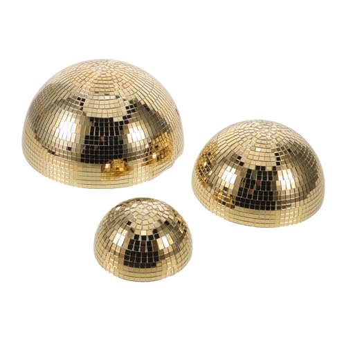 Bolas Espejadas Doradas para Decoración, 3 Piezas, Esferas Reflectoras de Vidrio con Adhesivo Trasero, Fáciles de Limpiar y Tema Años 70 para Cocinas y Fiestas de Baile miniatura 1
