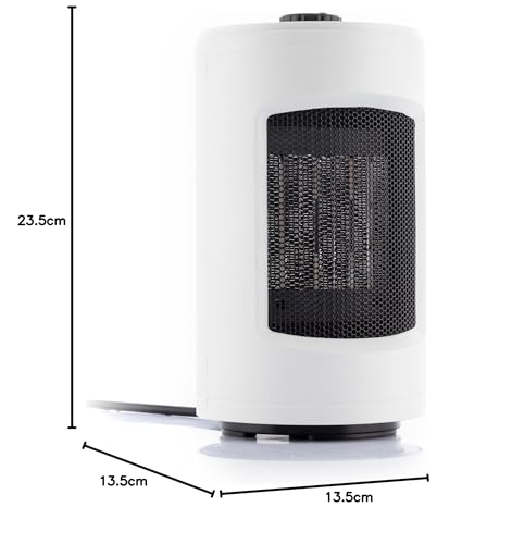InnovaGoods - Keramikheizung mit Selbstschwenkfunktion, Energieeffizient durch PTC-Technologie, 2 Leistungsstufen 600W/1200W, Überhitzungs- und Kippschutz, Tragbar, Weiß, Kunststoff