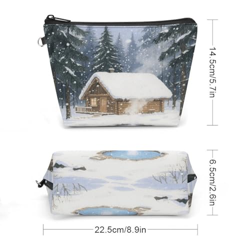 Bolsa de maquillaje con cremallera contra derrames, neceser de piel sintética seguro 2