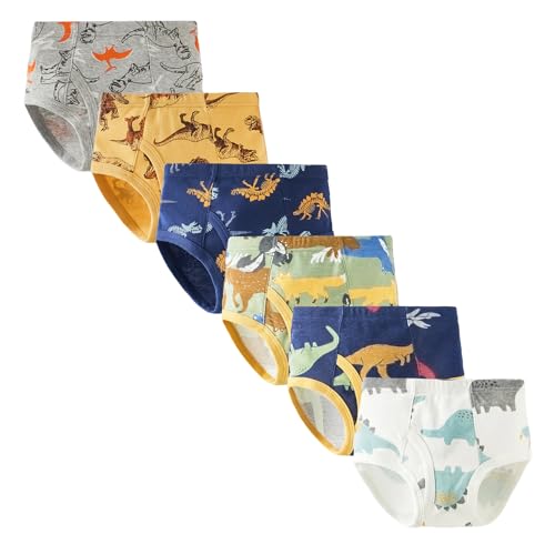Boys Cotton Underwear Briefs, Cartoon Print Pattern, 100% Cotton,Comfortable And Breathable, 6 Pack