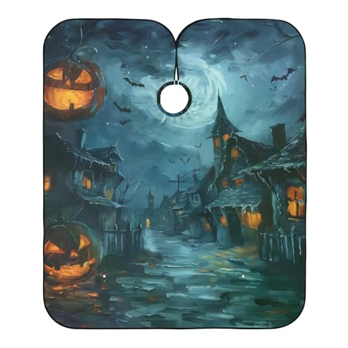 Takiito Halloween Castle Barber Cape for Men, Waterproof Haircut Cape Hairdressing Cape Beard Apron Cape for Salon Home Use, 55x65 in