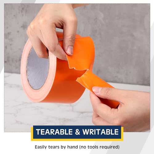 Image of Feifeiya 2 Rolls of Orange Duct Tape 2.5 Inch x 30 Yards Heavy Duty Duct Tape Waterproof Strong Packing Tape for Photographers, Repairs, DIY, Crafts, Indoor Outdoor Use