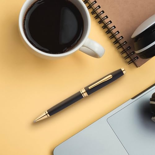 Image of Cross Coventry Matte Black Lacquer with Gold PVD Appointments Refillable Ballpoint Pen - Medium Point, Black Ink, Presented in a Luxury Gift Box