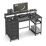 Mesa de ordenador de 120 x 50 cm, mesa de oficina compacta y estrecha con espacio de almacenamiento para oficina en casa