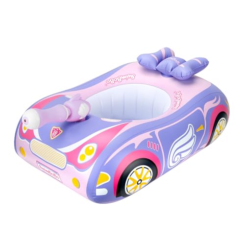 Swimbobo Toddler Pool Float with Seat Boat and Water Gun Inflatable Ride-on Swimming Pool Toys for Kids Outdoor (Purple)