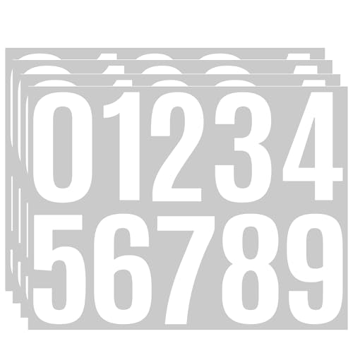 4 Inch Mailbox Numbers Stickers, 4 Sheets Vinyl Self-Adhesive Decals