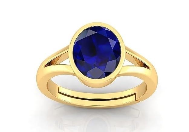 15.25 Ratti 14.50 Carat Certified Original Blue Sapphire Gold Plated Ring Panchdhatu Adjustable Neelam Ring for Men & Women by Lab Certified-image-35