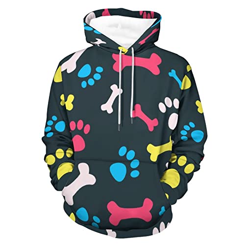 Pull pour homme femme UMENG sweat à capuche avec motif patte de chien original taille S