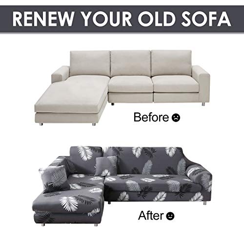 Joydream 2Pcs Sectional Couch Covers, Printed L-Shaped Sofa Covers, Stretch Couch Slipcovers For Sectional Sofa, Sofa Slipcovers With 2 Pillowcases (Pattern Hyy, Medium + Medium) #TOP4